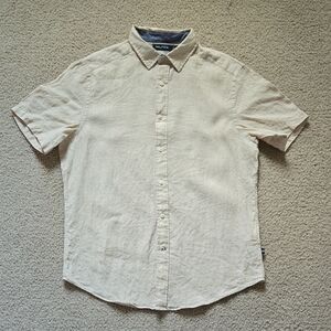 Nautica Men's Beige Linen Short Sleeve Shirt M